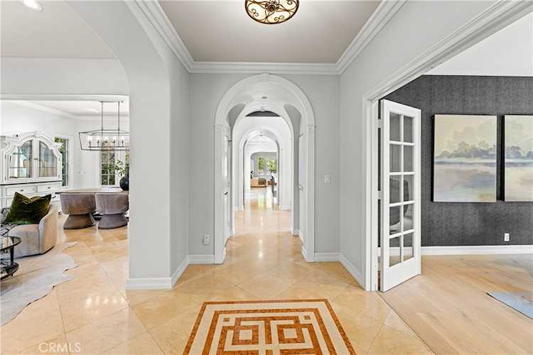 Entry hall with inlaid stone medallion